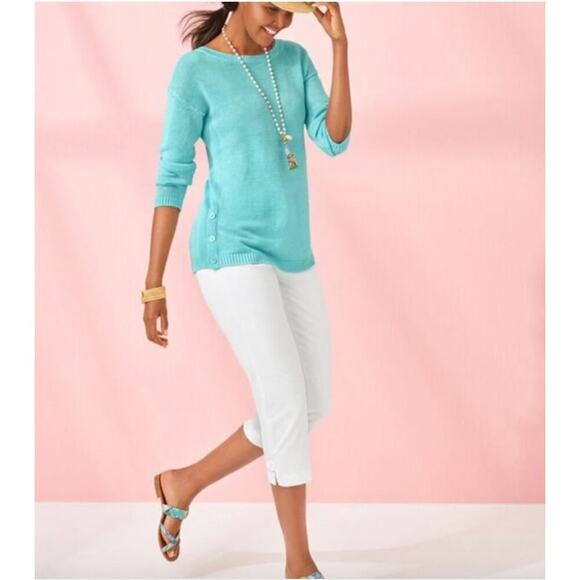 Talbots White Perfect Skimmer Cropped Pedal Pusher Pants Size 8P Casual Mature - Picture 8 of 13